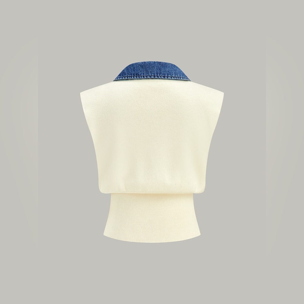 Commense Denim Trim
Metal Button Knit Vest - Picture 3 of 4